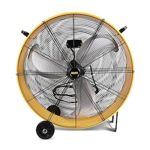 30 in. Heavy Duty High Velocity Barrel Floor Drum Fan With Powerful 1/3HP Motor, Commercial or Industrial Fan in Yellow