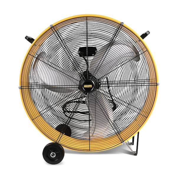 Edendirect 30 in. Heavy Duty High Velocity Barrel Floor Drum Fan With Powerful 1/3HP Motor, Commercial or Industrial Fan in Yellow
