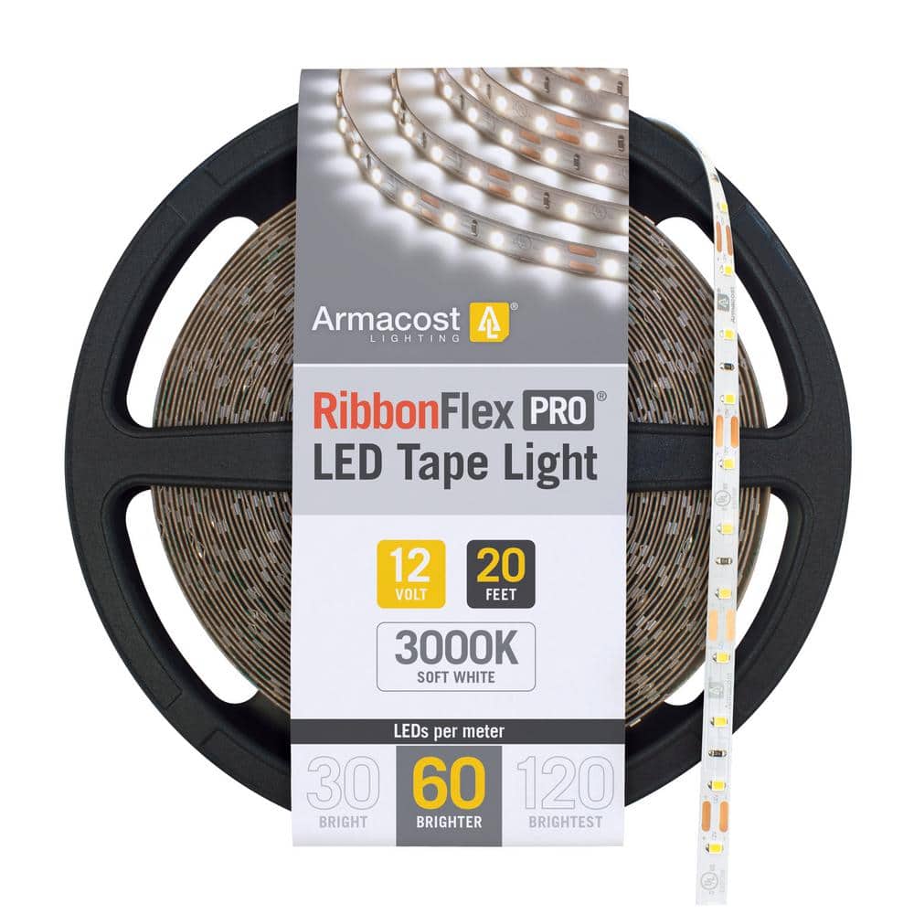 RibbonFlex Pro 20 ft. (6 m) 12-Volt Hardwired White Integrated LED Strip Light 60 LED/m 3000K price history on PriceWatchPro