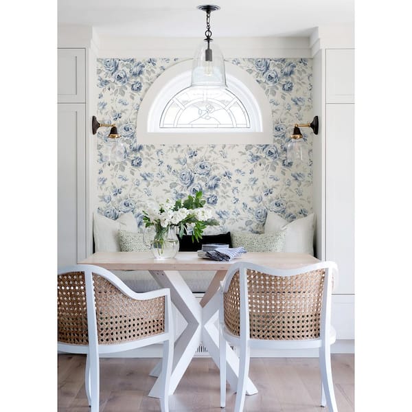 Manon Blue Rose Stitch Matte Pre-pasted Paper Wallpaper