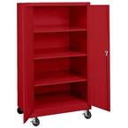 Steel Freestanding Garage Cabinet in Red with Casters (36 in. W x 66 in. H x 24 in. D)