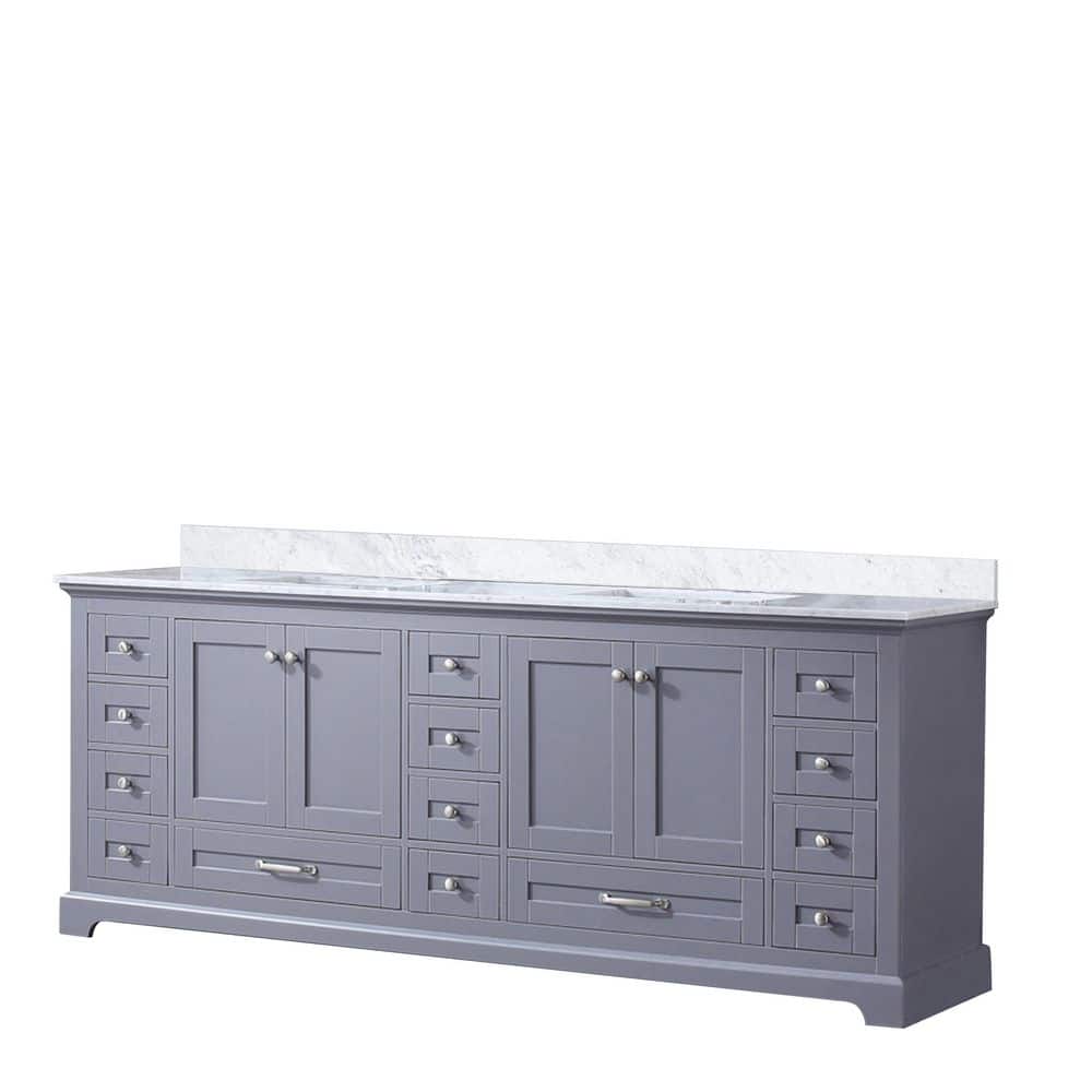Dukes 84" Dark Grey Double Vanity with White Carrara Marble Top