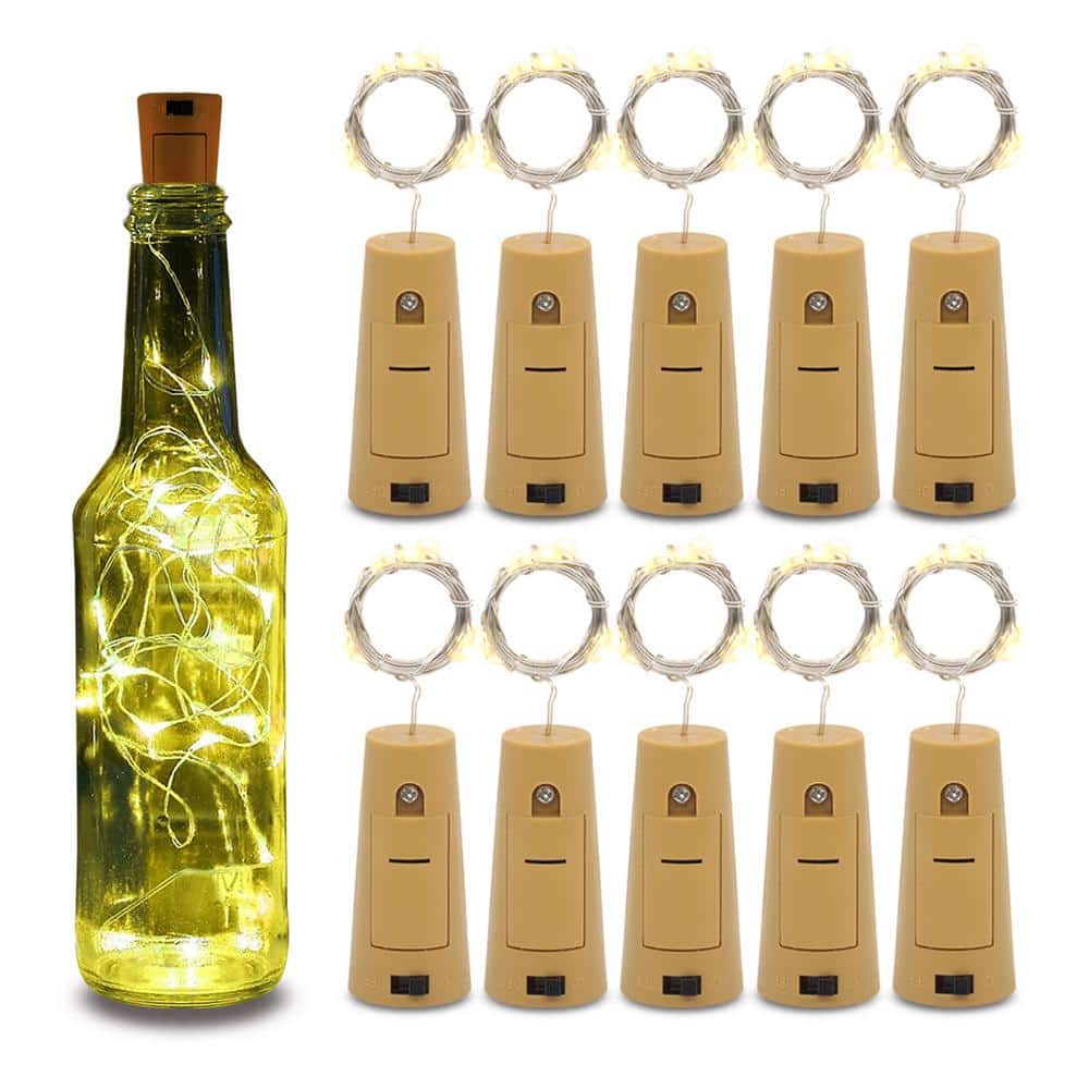 Betus ft. 10-Light LED Warm White Wine Bottles Cork String Lights  (10-Pack) The Home Depot