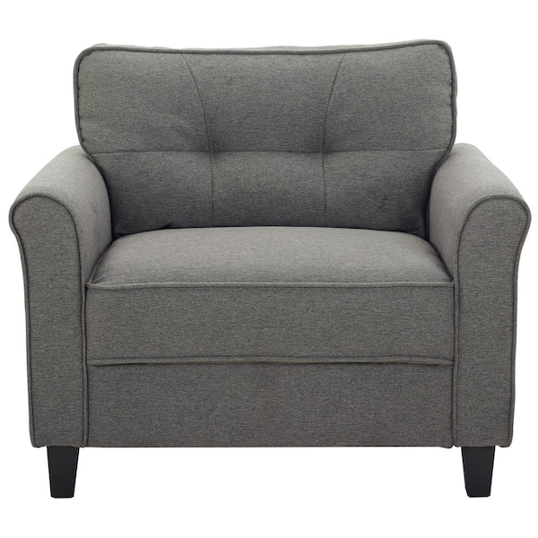 Hazel Heather Gray Chair with Upholstered Fabric Rolled Arms ...