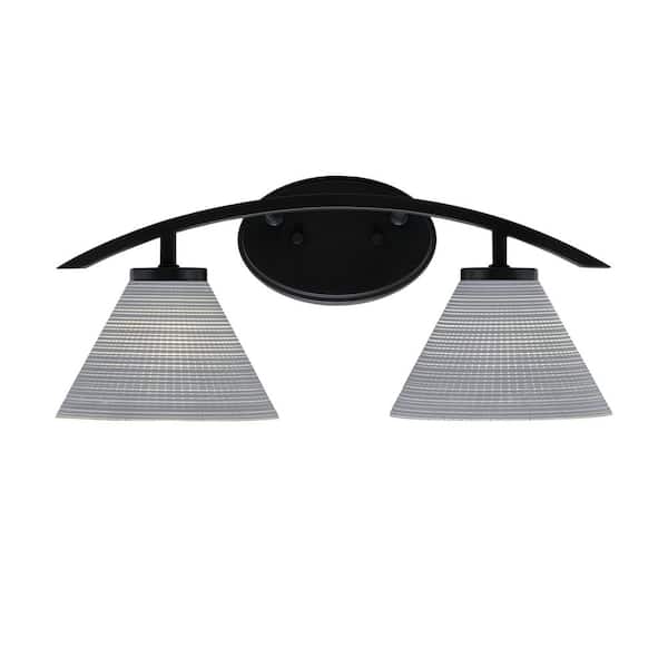 Unbranded Siena 18.25 in. 2-Light Vanity Light Matte Black with Gray Matrix Glass Shades