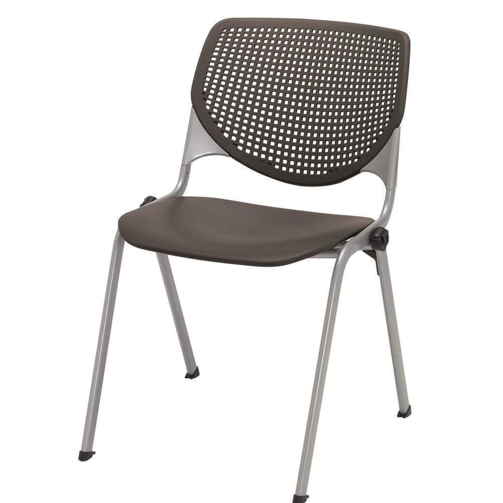 Brownstone Metal Stackable Armless Chair with Ergonomic Perforated Back