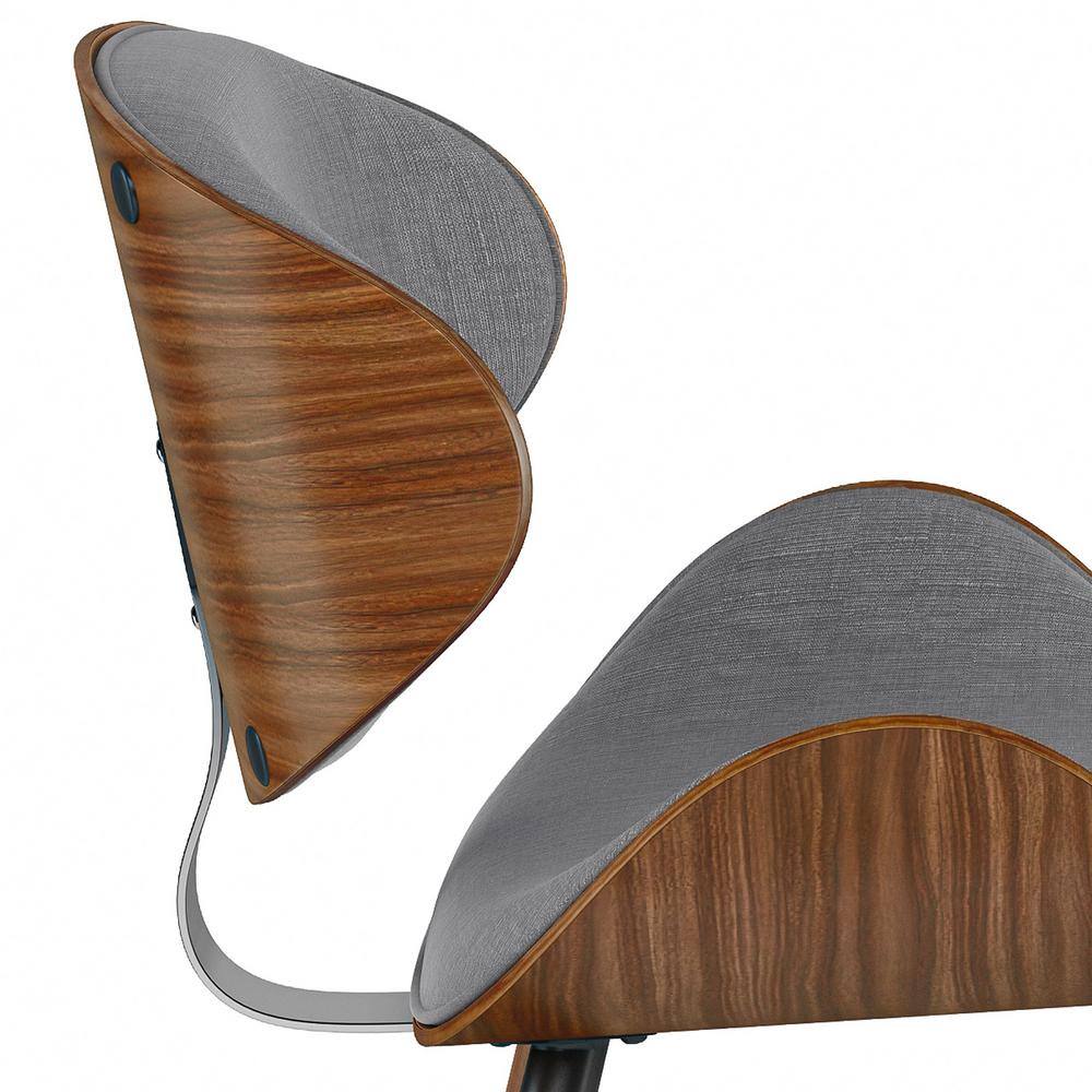 Gray Linen Upholstered Mid-Century Modern Side Chair