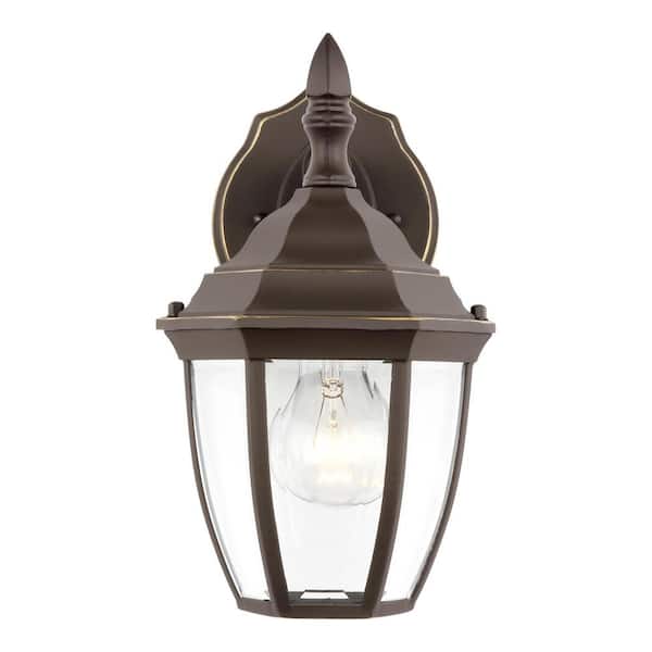 Generation Lighting Bakersville 6.5 in. 1-Light Antique Bronze Traditional Outdoor Wall Lantern Sconce with Clear Beveled Glass Panels