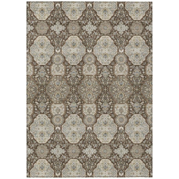 Chantille Machine Washable Indoor/Outdoor Abstract ACN2483 Chocolate 5 ft. x 7 ft. 6 in. Area Rug