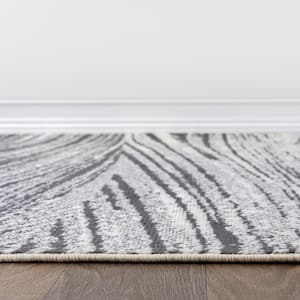 Contemporary Distressed Abstract Gray 7 ft. 10 in. x 10 ft. Area Rug