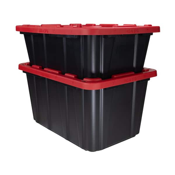 HDX 14 Gal. Tough Storage Tote in. Black with Red Lid 999-14G-HDX