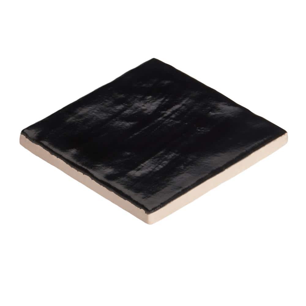 Nassau Jet Black 4" x 4" Satin Finish Ceramic Wall Tile