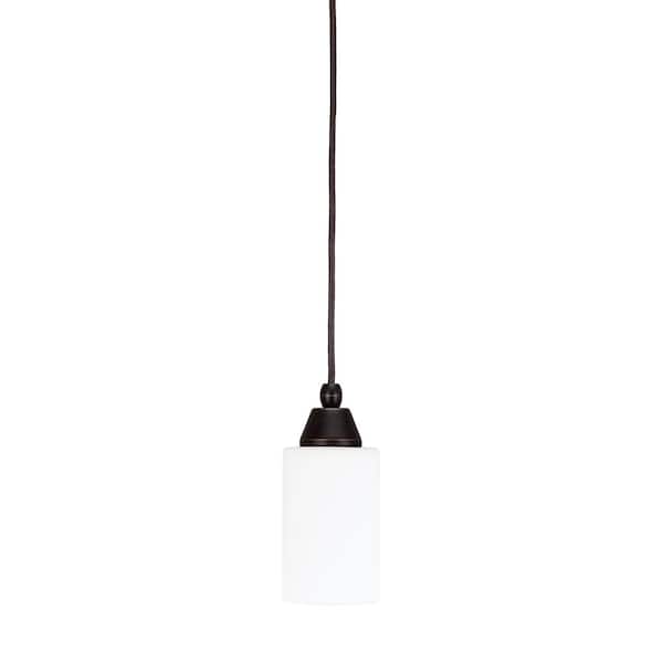 Unbranded Bryson 4 in. 1-Light Dark Granite Cord Pendant Light with 4 in. White Muslin Glass Shade, no bulb included