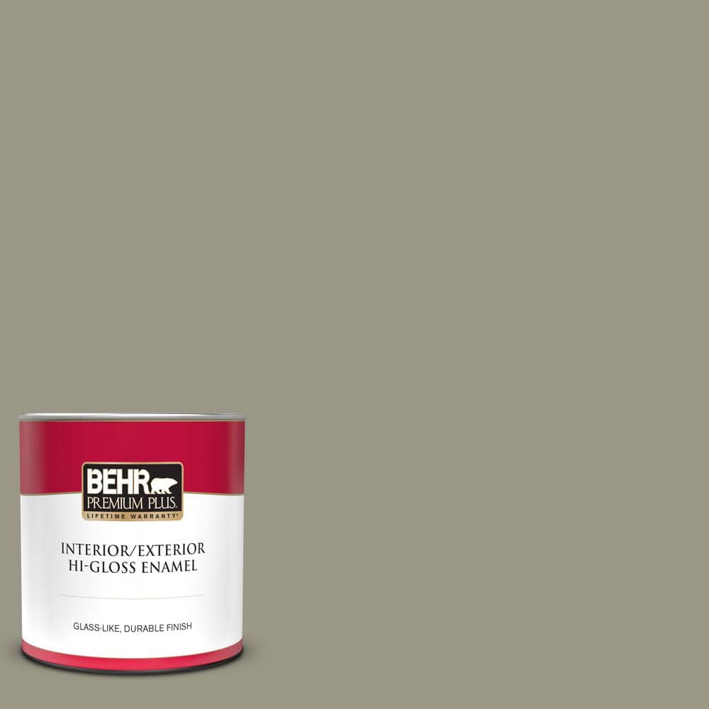 BEHR PREMIUM PLUS 1 qt. #PPU8-20 Dusty Olive Hi-Gloss Enamel Interior/Exterior  Paint 840004 - The Home Depot