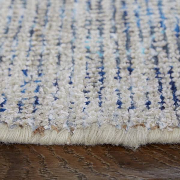 9 X 12 Gray, Blue, Ivory Oriental Area Rug