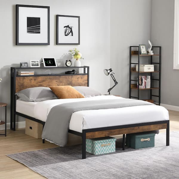 Industrial metal deals bed frame