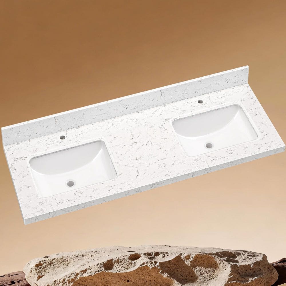 toplove66ページ Zeafive Kar 66.3 in. W x 22 in. D Engineered Stone White