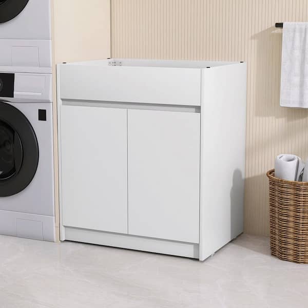 30 in. W x 22 in. D Bath Vanity Cabinet without Top Bathroom Vanity Morden SPC Honeycomb Plate in Gray White