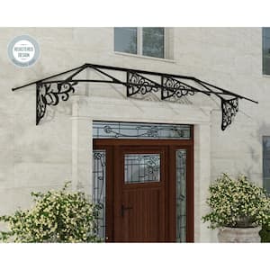 Lily 3 ft. x 10.5 ft. Black/Clear Door and Window Awning