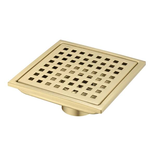 Brass Square Anti-odor Floor Drain Hair Catcher Gold for Bathroom Shower  Kitchen