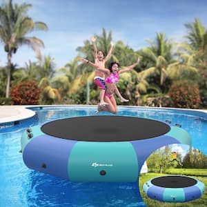 15 ft. Inflatable Water Bouncer Splash Padded Water Trampoline Blue & Green