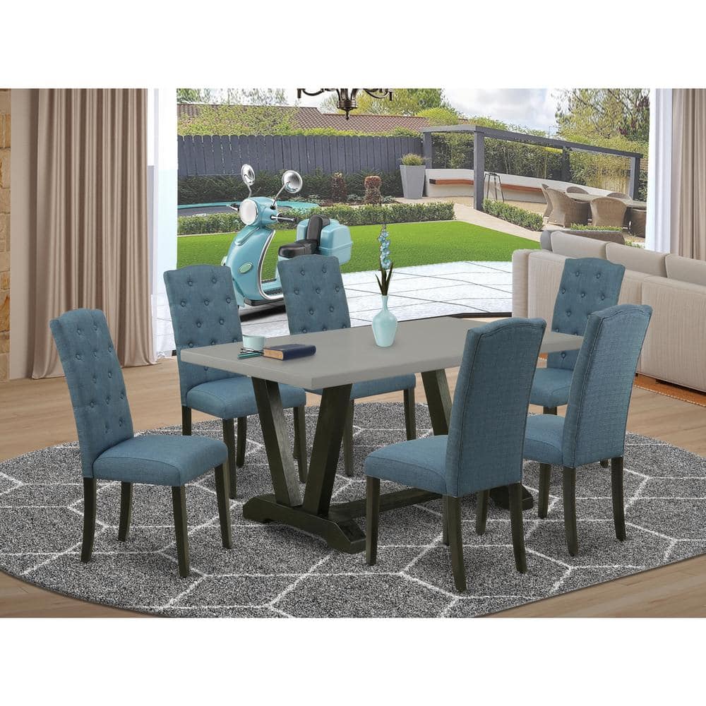 7-Piece Rectangle Natural Oak Finish Solid Wood Top Dining Table with 6-Chairs with Lattice Back price history on PriceWatchPro