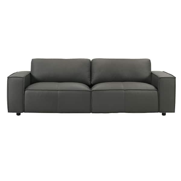 Armen Living Clayton Modern 93 in. Track Arm Top Grain Genuine