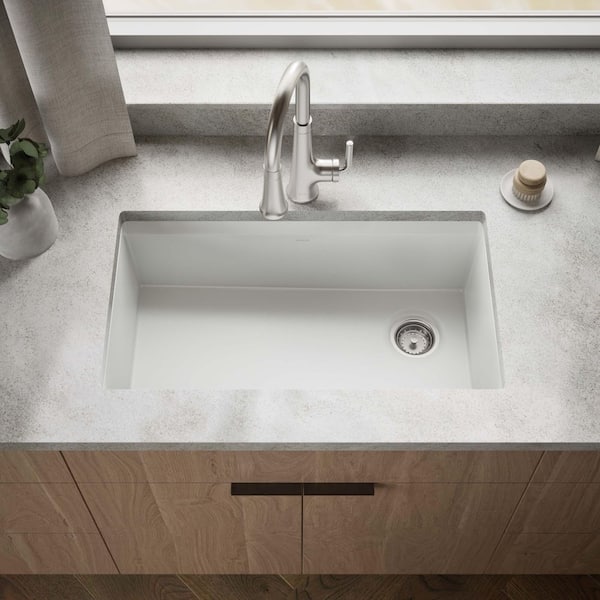 Lassen 33 in. Drop-in Single Bowl Granite Composite Kitchen Sink in Matte White