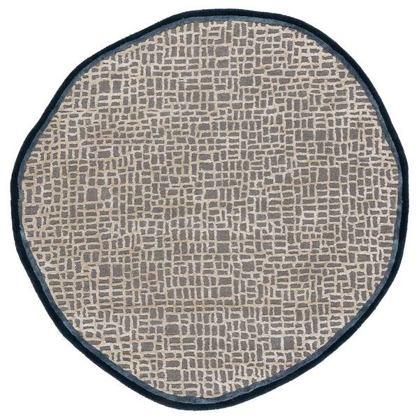 Fifth Avenue 3 ft. x 3 ft. Specialty Gray/Blue Abstract Tile Area Rug