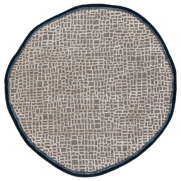 Fifth Avenue 5 ft. x 5 ft. Specialty Gray/Blue Abstract Tile Area Rug