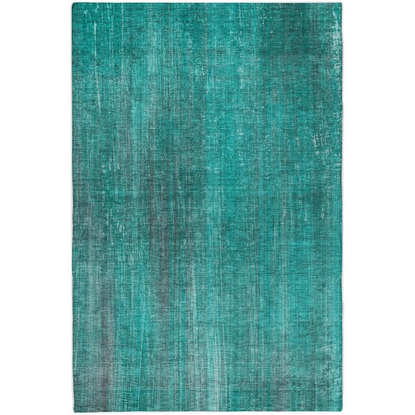 Dream Shag Premium Machine Washable Abstract ADS552 Teal 8 ft. x 10 ft. Area Rug