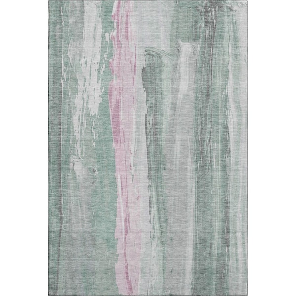 Mayfield Premium Machine Washable Abstract AMF1845 Sage 5 ft. x 7 ft. 6 in. Area Rug