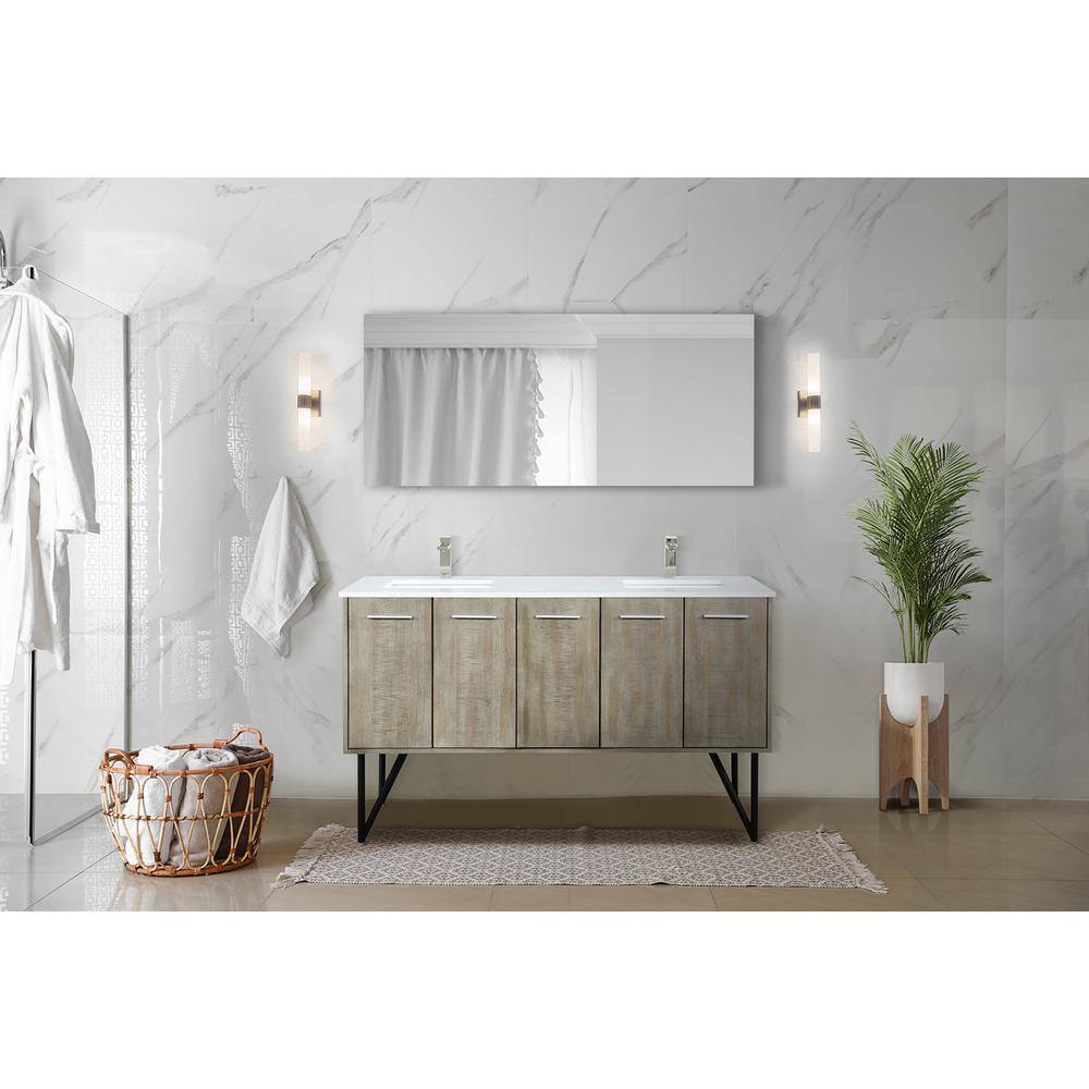 Lancy 60'' Double Bathroom Vanity with White Cultured Marble Top