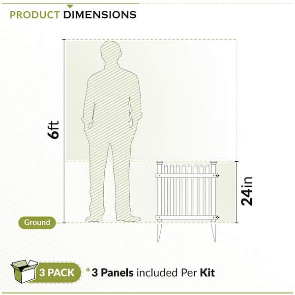 Zippity Outdoor Products Roger Rabbit 2 ft. x 2 ft. White Picket Vinyl Fence Panel Kit (3 Pack)