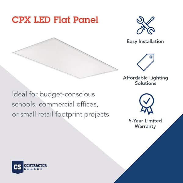 Contractor Select CPX 2 ft. x 4 ft. White Integrated LED 4692 Lumens Flat Panel Light, 4000K