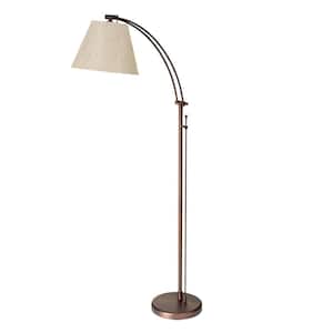 61 in. H 1-Light Oil Brushed Bronze Floor Lamp (Task) with Fabric Shade
