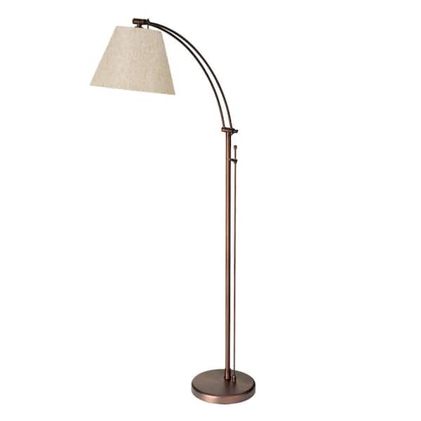 Dainolite 61 in. H 1-Light Oil Brushed Bronze Floor Lamp (Task) with Fabric Shade