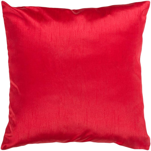 Livabliss Visoko True Red Solid Polyester 22 in. x 22 in. Throw Pillow