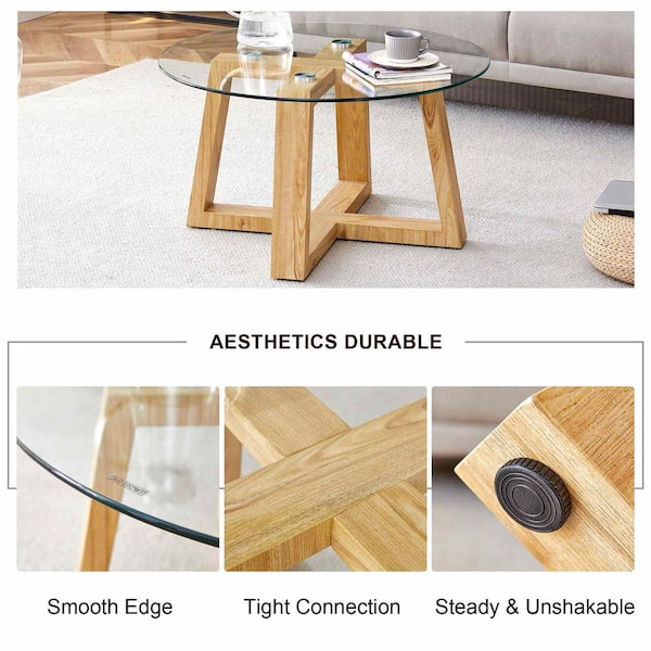 Modern 31.5 in. Transparent Round Glass Coffee Table