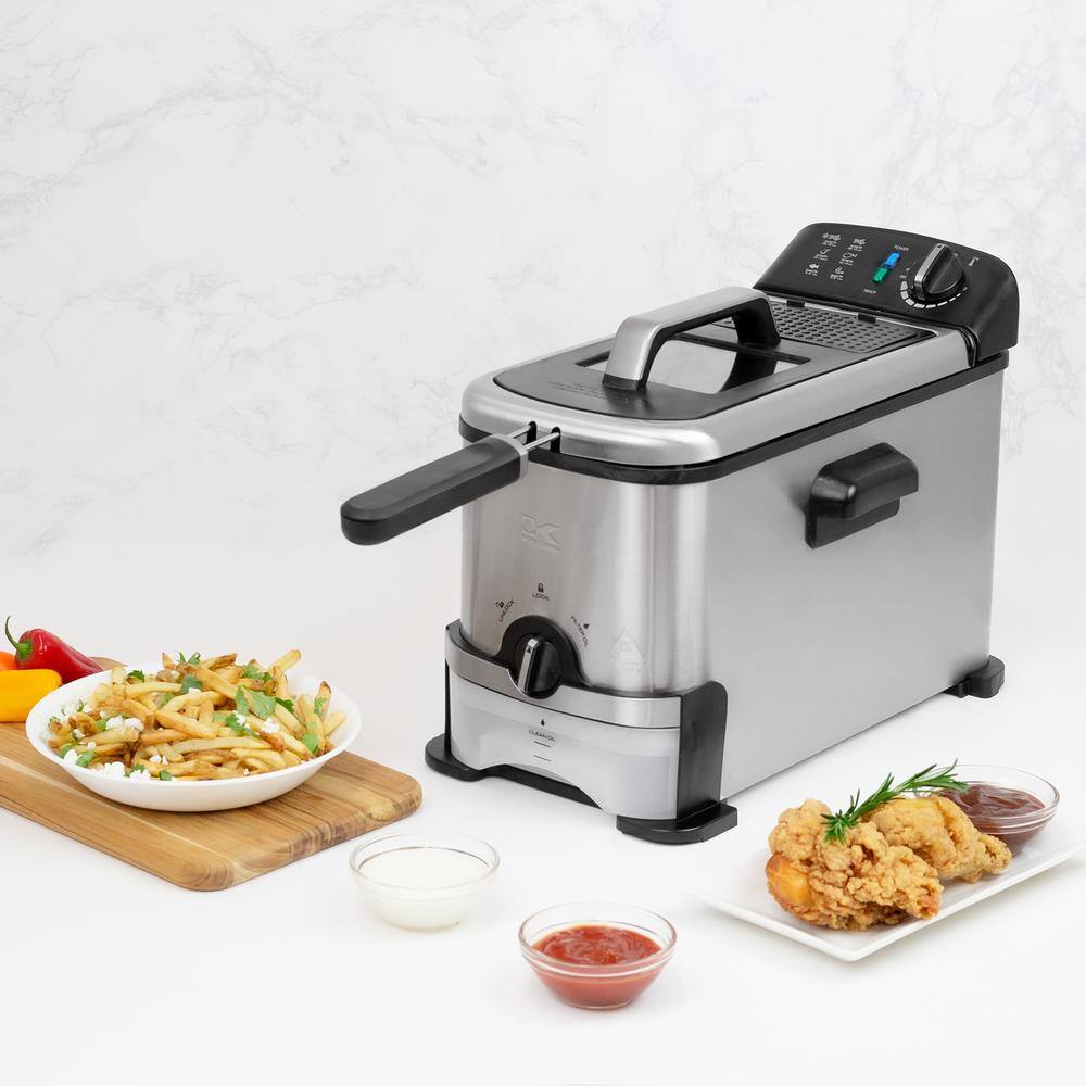 Kalorik 3.2 Quart Stainless Steel Deep Fryer with Oil Filtration