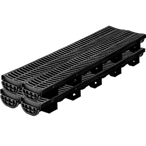 VEVOR Trench Drain System 39 in. L x 5.8 in. W x 3.1 in. D Drainage ...