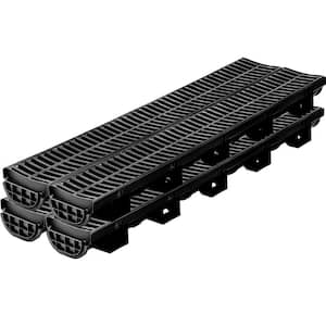 Trench Drain System 39 in. L x 5.8 in. W x 3.1 in. D Drainage Trench with Plastic Grate and End Cap Channel Drain 4 Pack