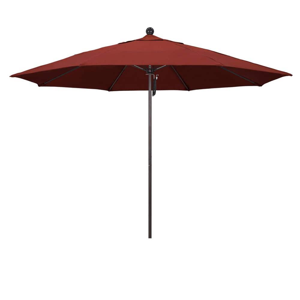11 ft. Bronze Aluminum Market Patio Umbrella with Fiberglass Ribs Pulley Lift in Terracotta Sunbrella price history on PriceWatchPro
