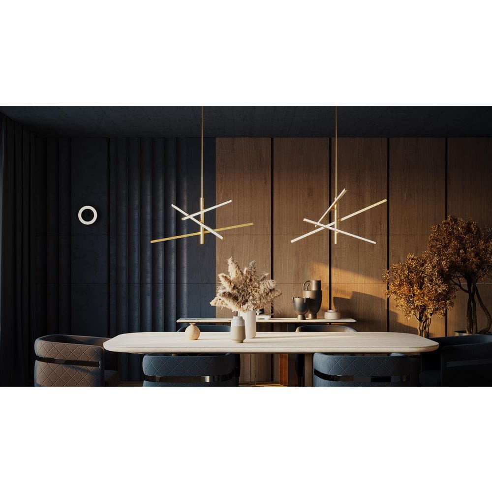 AFX Knoll 36 in. 3-Light Antique Brass Pendant Light with Acrylic