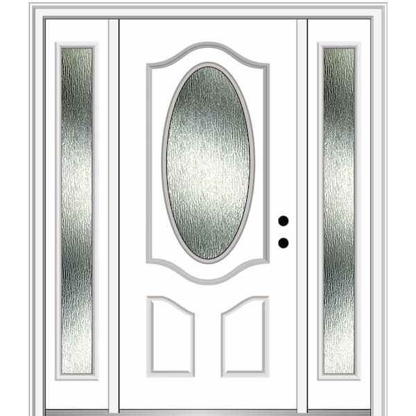 MMI Door 64 in. x 80 in. Left-Hand Inswing Rain Glass Primed Fiberglass Prehung Front Door on 6-9/16 in. Frame