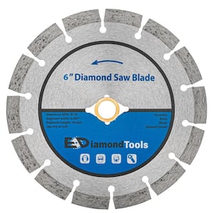 6 in. General Purpose Segmented Diamond Saw Blades for Concrete and Masonry, 10mm Segment Height, 7/8 -5/8 in. Arbor