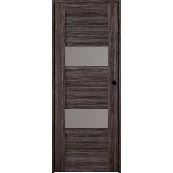 Belldinni 28 in. x 84 in. Vita Left-Hand Solid Core 2-Lite Frosted Glass Gray Oak Wood Composite Single Prehung Interior Door
