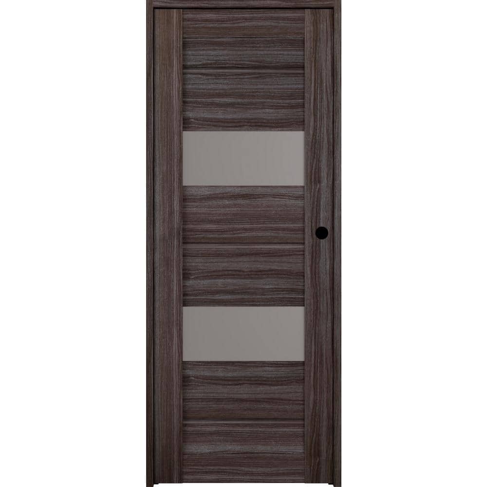 36 in. x 96 in. Vita Left-Hand Solid Core 2-Lite Frosted Glass Gray Oak Wood Composite Single Prehung Interior Door price history on PriceWatchPro