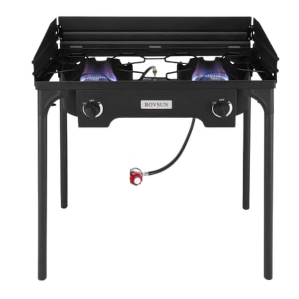 2 Burner 150,000 BTU Outdoor Gas Propane Stove with Windpanel and Carrying Bag