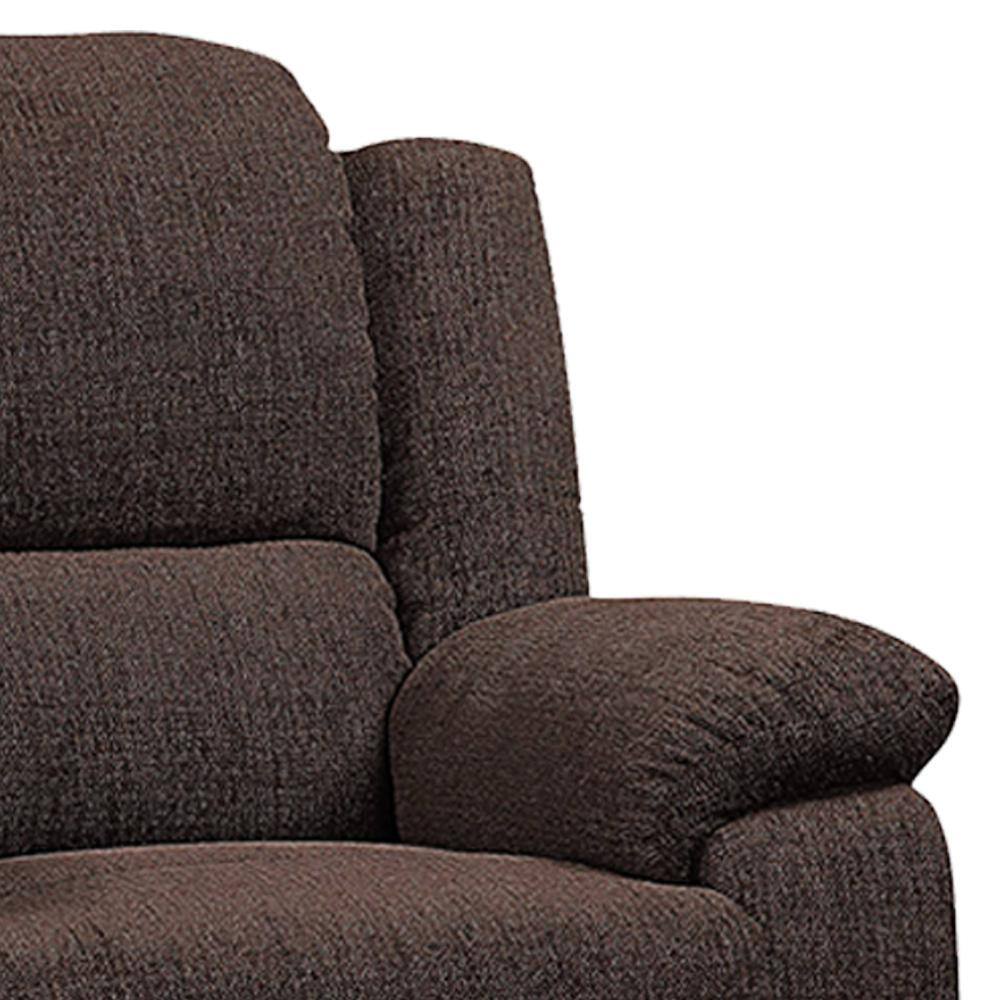 Brown Velvet Recliner with Wood Frame